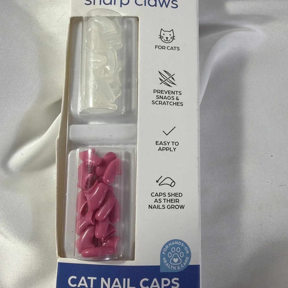 Cat‎ Nail Caps Sharp Claw Covers Pink and Clear Size Small New